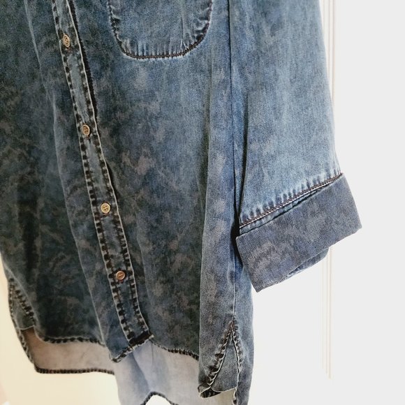 Cloth & Stone by Anthropologie 3/4 Sleeve High Low Chambray Shirt Size M - Picture 6 of 8
